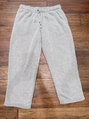London Fog L/G Sherpa Fleece Lined Sweatpants Gray Cozy Winter Lounge Pants
